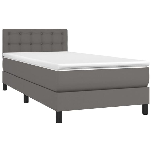 vidaXL Sommier &agrave; lattes de lit avec matelas Gris 100x200 cm Similicuir