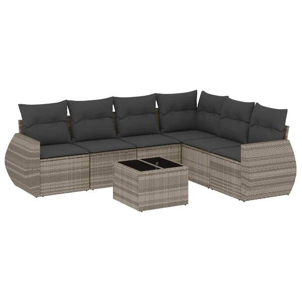 vidaXL Salon de jardin avec coussins 7 pcs gris clair r&eacute;sine tress&eacute;e