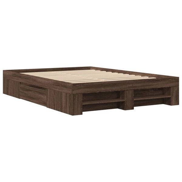 vidaXL Cadre de lit sans matelas ch&ecirc;ne marron 135x190 cm
