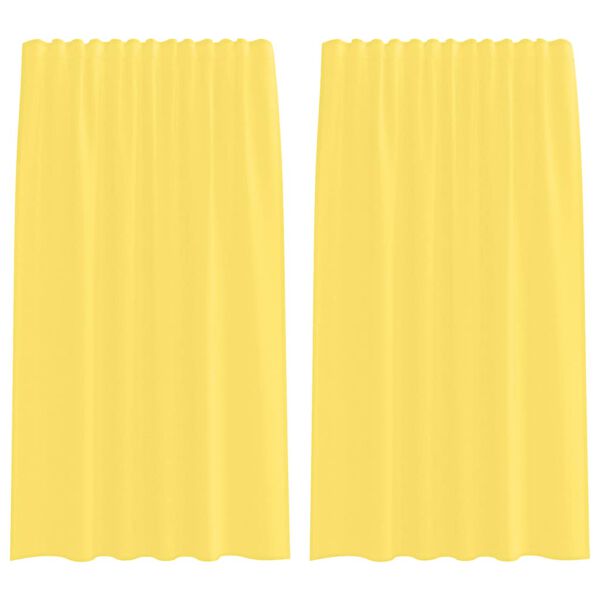 vidaXL Rideaux en voile avec passe-tringles 2 pcs jaune