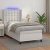 vidaXL Sommier &agrave; lattes de lit matelas LED Blanc 90x190cm Similicuir