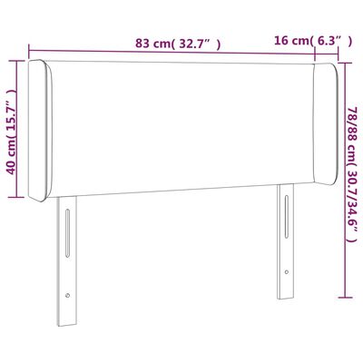 vidaXL Tête de lit à LED Gris clair 83x16x78/88 cm Velours