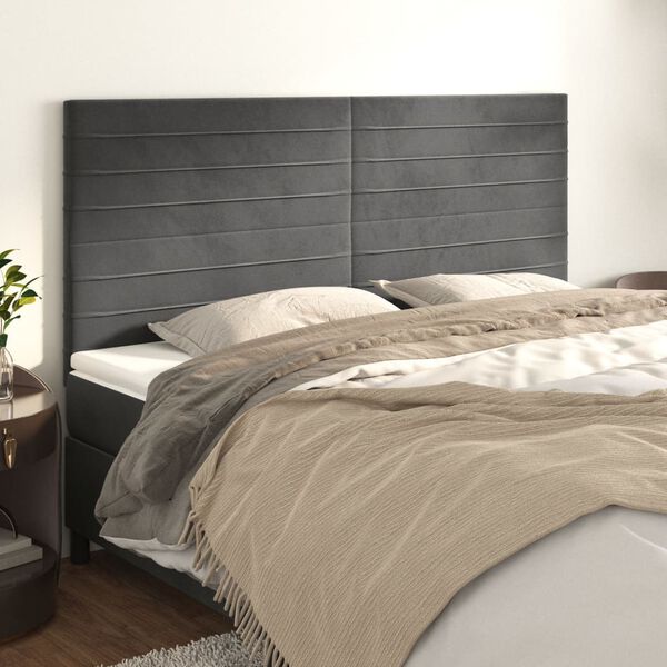 vidaXL T&ecirc;te de lit Gris fonc&eacute; 160 x 5 x 118/128 cm Velours