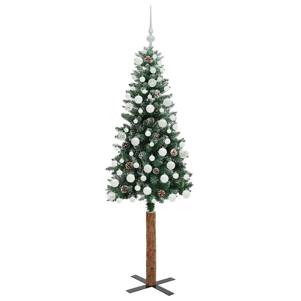 vidaXL Sapin de No&euml;l mince Vert 180 cm PVC et bois de pin massif