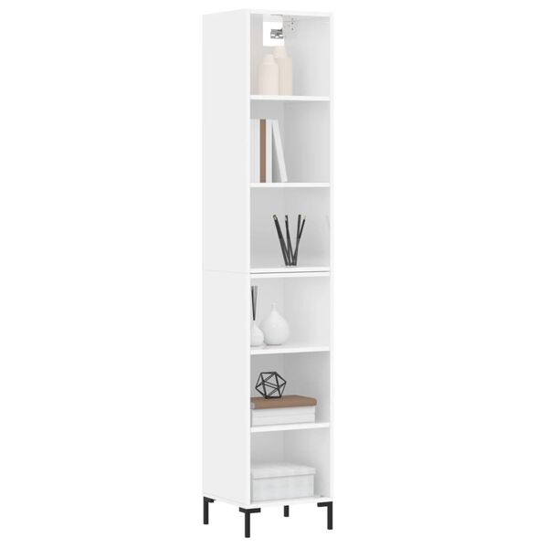 vidaXL Buffet haut Blanc brillant 34,5x32,5x180 cm Bois d'ing&eacute;nierie