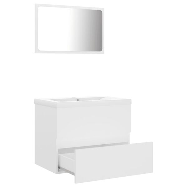 vidaXL Ensemble de meubles de salle de bain blanc bois d'ing&eacute;nierie