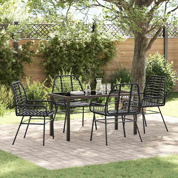 vidaXL Ensemble de salle à manger pour jardin 5 pcs Noir polyrotin