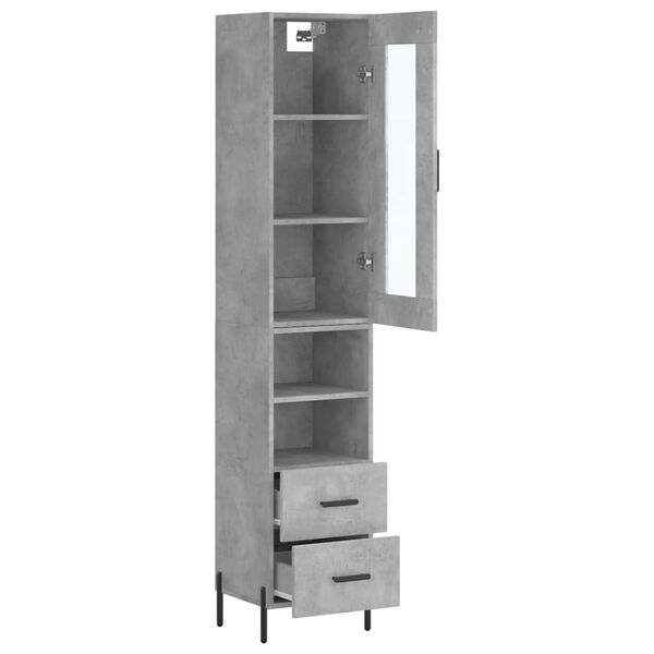 vidaXL Buffet haut Gris b&eacute;ton 34,5x34x180 cm Bois d'ing&eacute;nierie