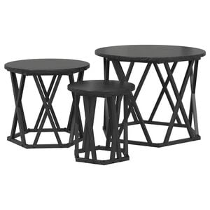 vidaXL Table d'appoint empilable 3 pc Ch&ecirc;ne noir 53 x 53 x 40 cm