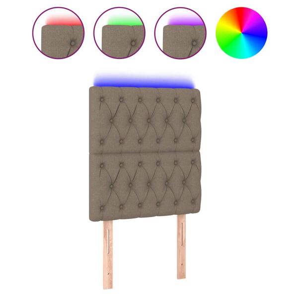 vidaXL T&ecirc;te de lit &agrave; LED Taupe 80x7x118/128 cm Tissu