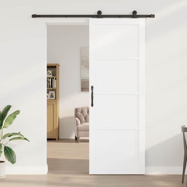 vidaXL Porte coulissante Blanc et Noir 83 x 232 cm Pin massif