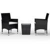 vidaXL Ensemble de bistro 3 pcs R&eacute;sine tress&eacute;e et verre tremp&eacute; Noir