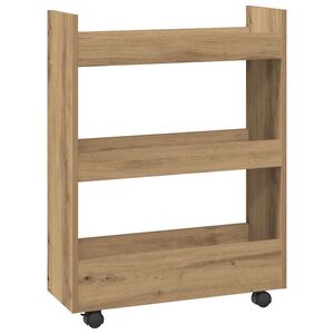 vidaXL Chariot de rangement &eacute;troit 3 niveaux ch&ecirc;ne artisanal
