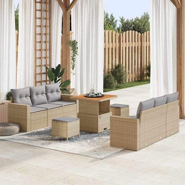 vidaXL Ensemble de canap&eacute; de jardin 9 pcs beige et gris clair
