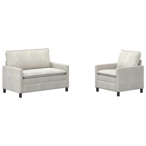 vidaXL Ensemble de Canap&eacute;s 2 pc Cr&egrave;me Velours