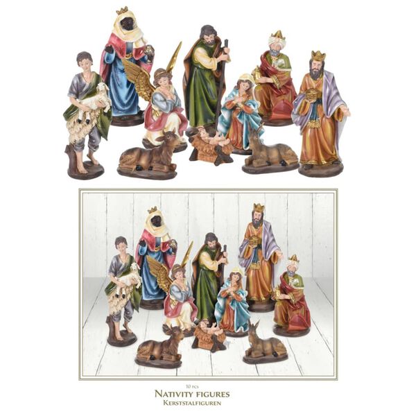 Ambiance Ensemble de figurines de la cr&egrave;che de No&euml;l 10 pcs