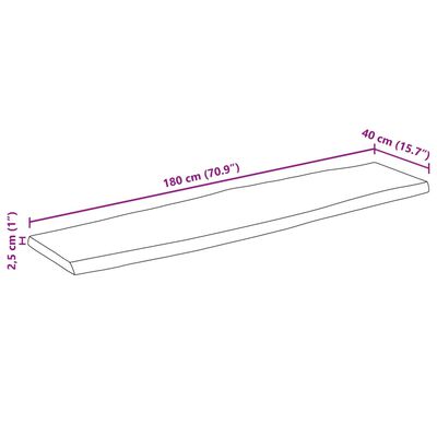 vidaXL Dessus de table 180x40x2,5 cm bord vivant bois massif manguier