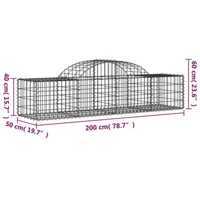 vidaXL Paniers à gabions arqués 5 pcs 200x50x40/60 cm fer galvanisé