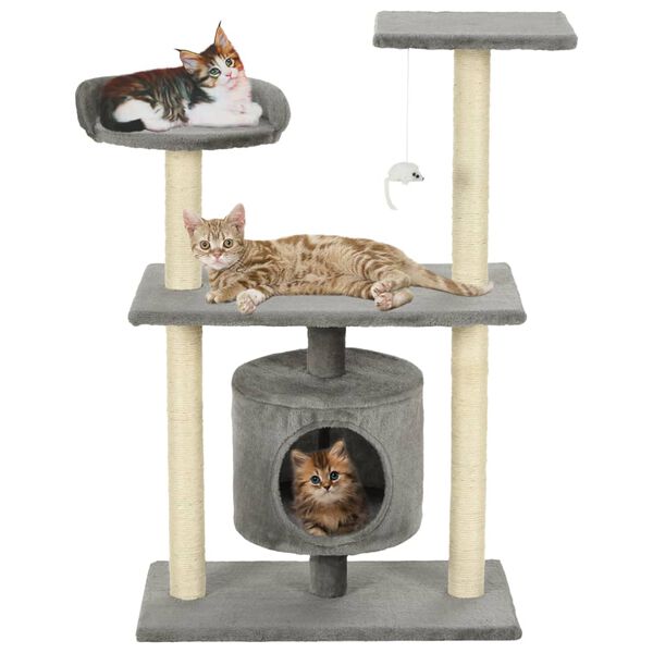 vidaXL Arbre &agrave; chat avec griffoirs en sisal 95 cm Gris
