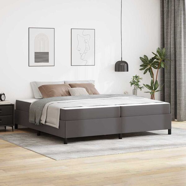 vidaXL Cadre de lit avec matelas Gris 200 x 200 cm tissu