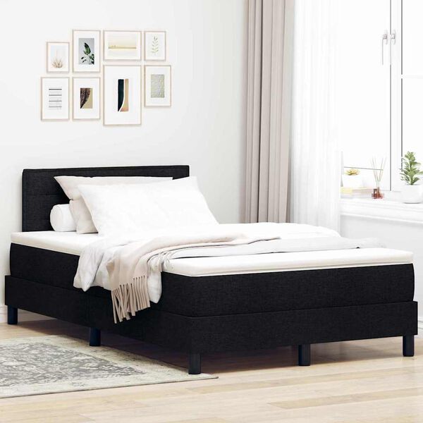 vidaXL Lit &agrave; ressorts avec matelas Noir 120 x 200 cm tissu