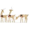 vidaXL Famille de rennes de No&euml;l 270x7x90 cm Dor&eacute; Blanc chaud Maille