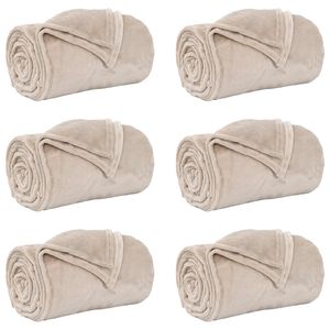 vidaXL Couvertures &agrave; jeter 6 pc Beige 130 x 150 cm 2.98 kg Polaire