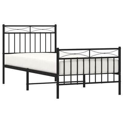 vidaXL Cadre de lit métal sans matelas avec pied de lit noir 90x190 cm