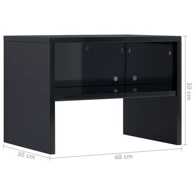 vidaXL 2 pcs Tables de chevet Noir brillant 40 x 30 x 30 cm Aggloméré