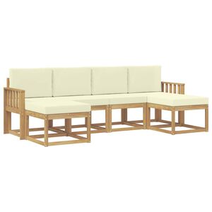 vidaXL Ensemble de canap&eacute;s d'ext&eacute;rieur 6 pc Blanc et cr&egrave;me Polyester