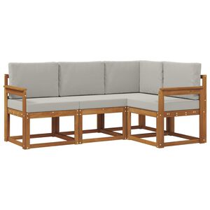 vidaXL Ensemble de canap&eacute;s d'ext&eacute;rieur 4 pc Gris Naturel et Clair