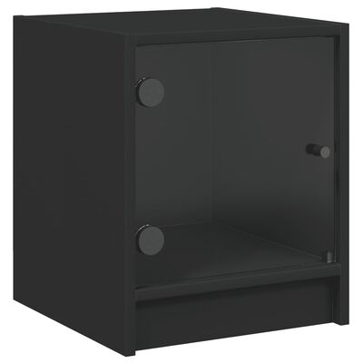 vidaXL Tables de chevet avec portes en verre 2 pcs noir 35x37x42 cm