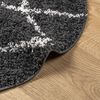 vidaXL Tapis shaggy à poils longs moderne noir et crème Ø 200 cm