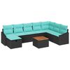 vidaXL Ensemble de canap&eacute; de jardin avec coussin 9 pcs Noir polyrotin