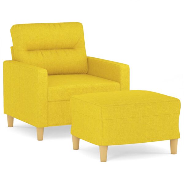 vidaXL Fauteuil avec repose-pied Jaune clair 60 cm Tissu