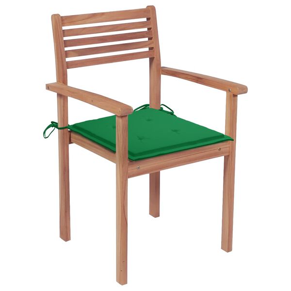vidaXL Chaises de jardin empilables avec coussins lot de 8 Teck solide