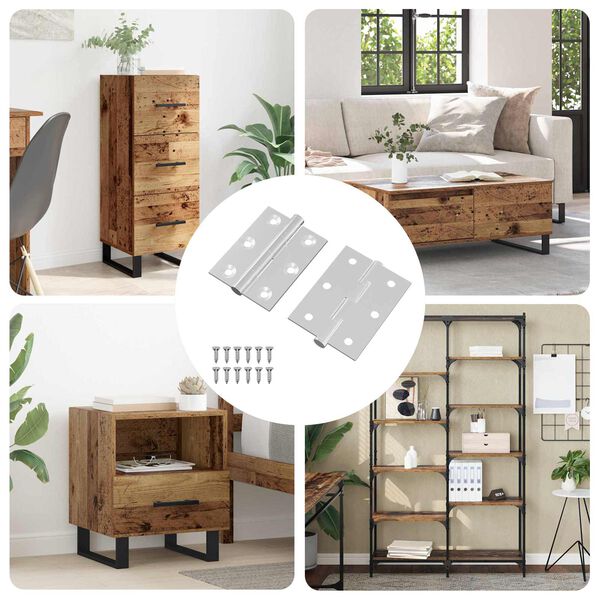 vidaXL Charni&egrave;re 2 pcs Argent&eacute; 50 x 38 x 1,3 mm Acier