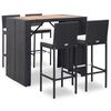 vidaXL Ensemble de bar 5 pcs R&eacute;sine tress&eacute;e et bois d'acacia Noir