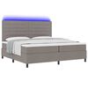 vidaXL Lit &agrave; ressorts avec matelas avec LED Taupe 200 x 200 cm tissu