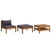 vidaXL Salon de jardin 3 pcs avec coussins gris fonc&eacute; Bois d'acacia