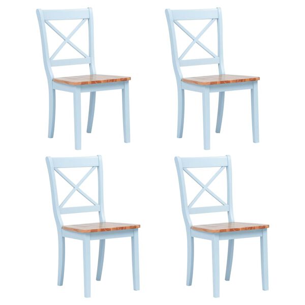 vidaXL Chaises &agrave; manger lot de 4 gris et bois clair bois h&eacute;v&eacute;a massif