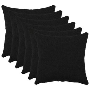 vidaXL Housse de coussin 6 pcs HEERLEN Noir 30 x 30 cm Boucl&eacute;