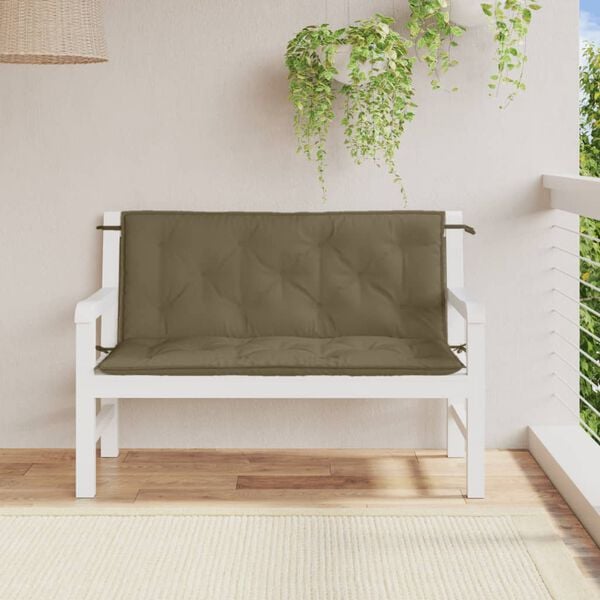 vidaXL Coussins de banc de jardin lot de 2 taupe m&eacute;lang&eacute; tissu