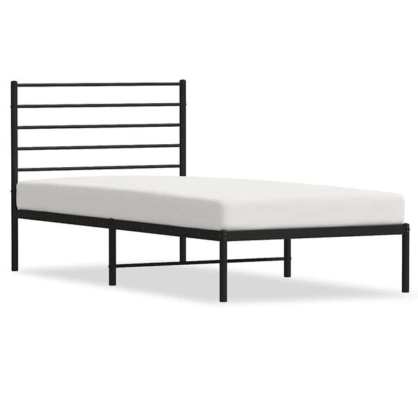 vidaXL Cadre de lit métal sans matelas avec tête de lit noir 100x190cm