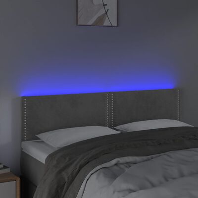 vidaXL Tête de lit à LED Gris clair 144x5x78/88 cm Velours