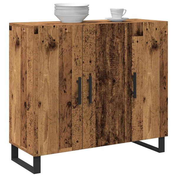 vidaXL Buffet Bois ancien 90 x 34 x 80 cm Bois d'ing&eacute;nierie
