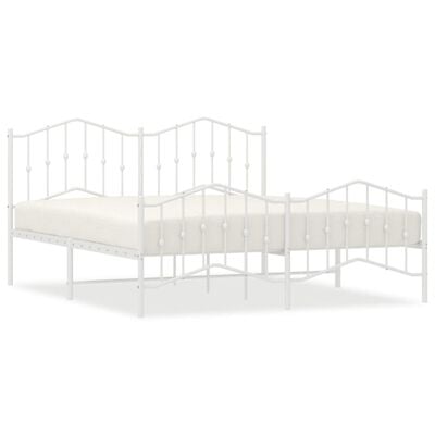 vidaXL Cadre de lit métal sans matelas et pied de lit blanc 183x213 cm