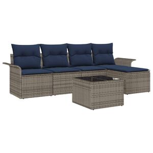 vidaXL Ensemble de canap&eacute; de jardin 6 pc Gris polyrotin