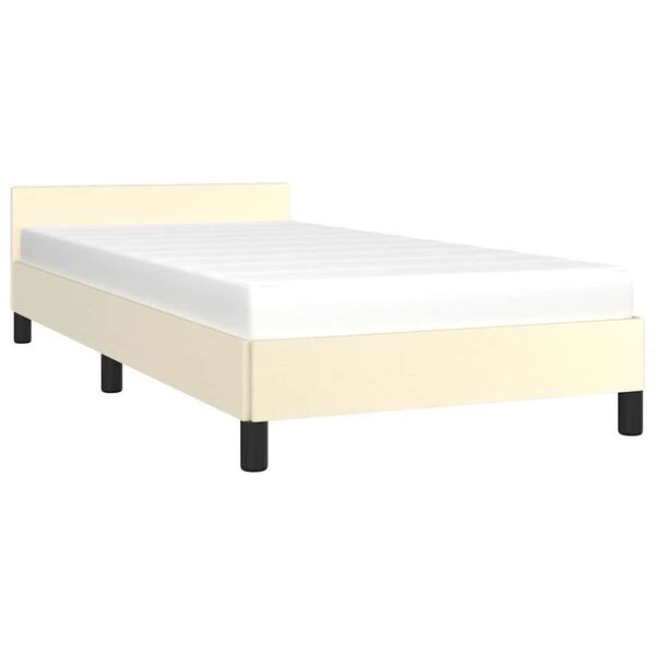 vidaXL Cadre de lit avec t&ecirc;te de lit sans matelas cr&egrave;me 90x190 cm