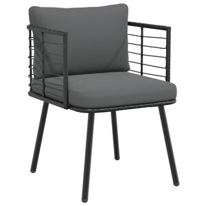 vidaXL Chaise de jardin avec coussins noir r&eacute;sine tress&eacute;e